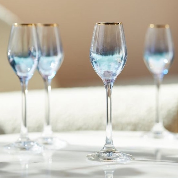 24K Gold Waterfall cordial wine glasses - Picture 2 of 6